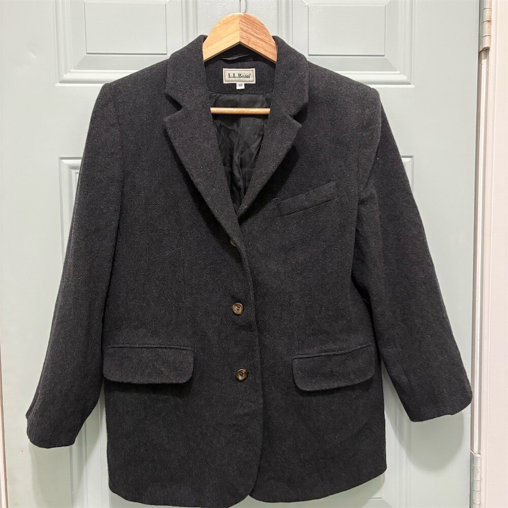 L.L. Bean Pea Coat.  Womens Size 10 Dark Charcoal Gray 2-Button